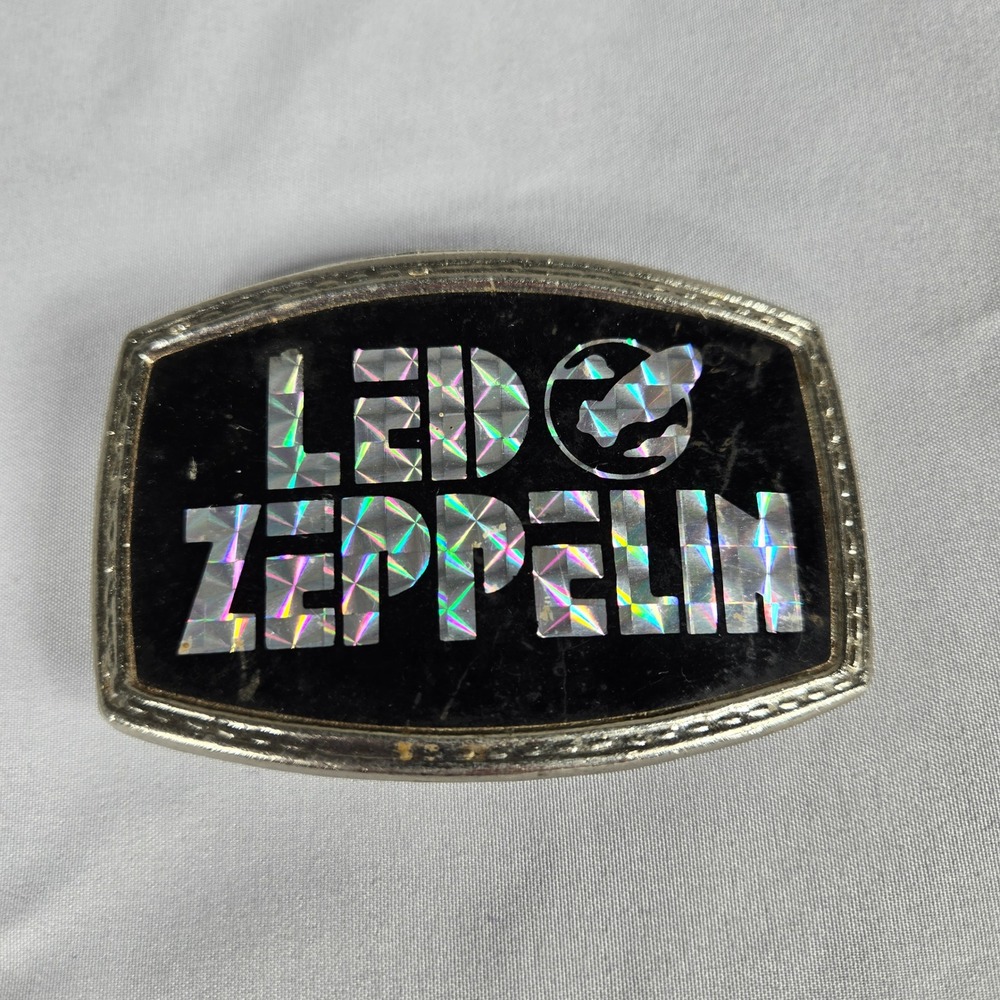 Vintage 1970s Led Zeppelin Belt Buckle Pacifica Holographic Prism Swan Song Logo - Picture 2 of 8